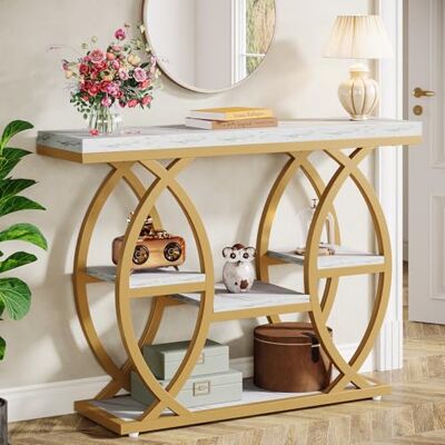 Tribesigns Table console industrielle à 4 niveaux de 100,1 cm, table d'entrée avec étagères de rangement, tables d'appoint étroites en bois avec cadre en métal pour petits espaces, couloir, foyer Tribesigns Table console industrielle à 4 niveaux de 100,1 cm, table d'entrée avec étagères de rangement, tables d'appoint étroites en bois avec cadre en métal pour petits espaces, couloir, foyer