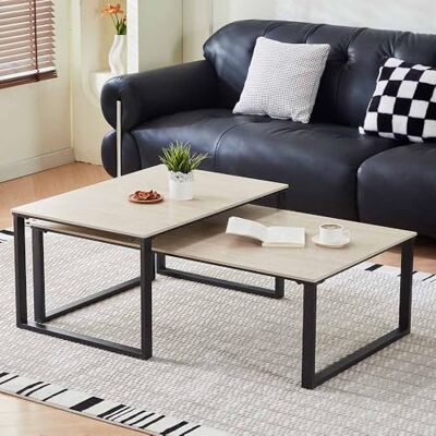 Milton Set de Table Basse Caen Look Travertin Milton Set de Table Basse Caen Look Travertin