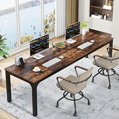 Tribesigns Bureau Informatique pour Ordinateur Portable, Table d'étude Double Long pour Chambre de Bureau à Domicile, 200 x 70 x 75 cm, Marron Rustique Tribesigns Bureau Informatique pour Ordinateur Portable, Table d'étude Double Long pour Chambre de Bureau à Domicile, 200 x 70 x 75 cm, Marron Rustique