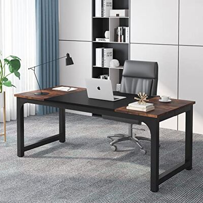Tribesigns Bureau d'ordinateur Table de travail Table à manger Pour la maison Marron rustique et noir 180 x 80 x 75 cm Tribesigns Bureau d'ordinateur Table de travail Table à manger Pour la maison Marron rustique et noir 180 x 80 x 75 cm