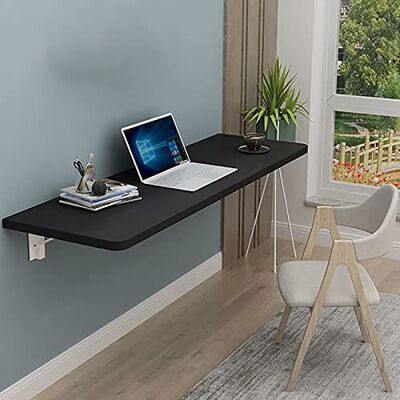 CWCQGH Table pliante murale flottante en bois massif pour maison, bureau, établi pour cuisine et salle à manger, design compact polyvalent, noir, 50 x 40 cm CWCQGH Table pliante murale flottante en bois massif pour maison, bureau, établi pour cuisine et salle à manger, design compact polyvalent, noir, 50 x 40 cm