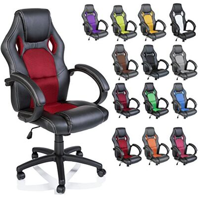 TRESKO Chaise Fauteuil siège de Bureau Racing Sport Ergonomique inclinable accoudoirs rembourrés, de 14 Couleurs différentes, Lift SGS contrôlé (Noir/Rouge) TRESKO Chaise Fauteuil siège de Bureau Racing Sport Ergonomique inclinable accoudoirs rembourrés, de 14 Couleurs différentes, Lift SGS contrôlé (Noir/Rouge)