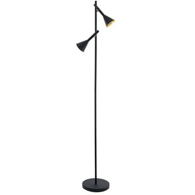 EGLO Lampadaire Cortaderas 2 Lampes Sur Pied Vintage Industriel en Acier, Lampe de Salon en Noir, Or, Lampe avec Interrupteur à Pied, Douille Gu10 EGLO Lampadaire Cortaderas 2 Lampes Sur Pied Vintage Industriel en Acier, Lampe de Salon en Noir, Or, Lampe avec Interrupteur à Pied, Douille Gu10