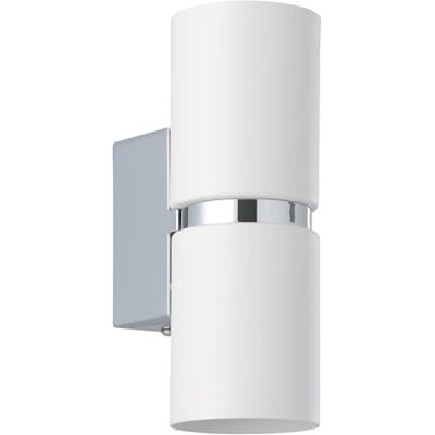 EGLO LED Applique murale Passa, applique murale 2 flammes, projecteur mural intérieur en métal blanc et chrome, lampe de salon, lampe de couloir avec éclairage haut et bas, ronde, douille GU10 EGLO LED Applique murale Passa, applique murale 2 flammes, projecteur mural intérieur en métal blanc et chrome, lampe de salon, lampe de couloir avec éclairage haut et bas, ronde, douille GU10