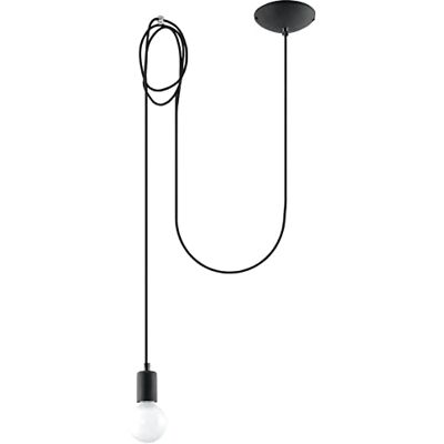 SOLLUX lighting Sollux SL.0369 EDISON 1 Modern LED Pendant Light for Living Room, Bedroom, Hallway, Office, E27 Socket Black SOLLUX lighting Sollux SL.0369 EDISON 1 Modern LED Pendant Light for Living Room, Bedroom, Hallway, Office, E27 Socket Black