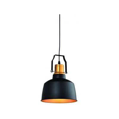 GTV Suspension Luminaire Style Industriel MONROE, Abat-jour en Métal Ø22cm, Hauteur Réglable, Douille E27 max 40W, IP20, pour Cuisine et Salle à Manger, Noir et Or GTV Suspension Luminaire Style Industriel MONROE, Abat-jour en Métal Ø22cm, Hauteur Réglable, Douille E27 max 40W, IP20, pour Cuisine et Salle à Manger, Noir et Or