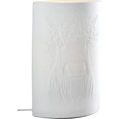 GILDE Adelheid Lampe de table, en porcelaine, mat, ovale, blanche, hauteur 28 cm x largeur 18 cm, avec motif GILDE Adelheid Lampe de table, en porcelaine, mat, ovale, blanche, hauteur 28 cm x largeur 18 cm, avec motif
