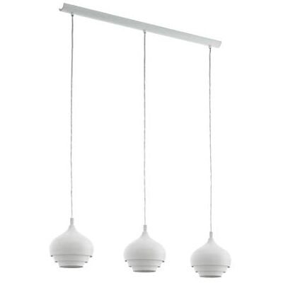 EGLO Suspension Camborne, lampe suspendue 3 flammes moderne, luminaire suspendu en métal, lampe de table à manger blanche, lampe de salon suspendue avec douille E27, L 89 cm EGLO Suspension Camborne, lampe suspendue 3 flammes moderne, luminaire suspendu en métal, lampe de table à manger blanche, lampe de salon suspendue avec douille E27, L 89 cm