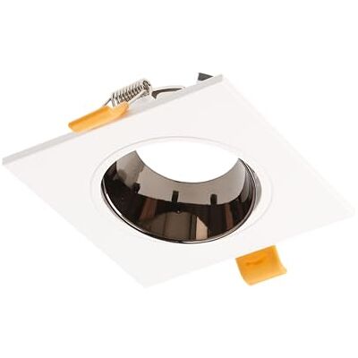 GTV ARIES Spot Encastrable Carré Plafonnier Moderne Blanc avec Réflecteur Chrome Noir en Polycarbonate IP20 Convient pour LED jusqu'à 20W, Idéal pour Salon, Bureau et Cuisine GTV ARIES Spot Encastrable Carré Plafonnier Moderne Blanc avec Réflecteur Chrome Noir en Polycarbonate IP20 Convient pour LED jusqu'à 20W, Idéal pour Salon, Bureau et Cuisine