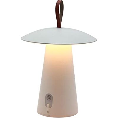 Lumisky Lampe de table sans fil en aluminium anse en cuir LED blanc chaud FUNGY H29cm Lumisky Lampe de table sans fil en aluminium anse en cuir LED blanc chaud FUNGY H29cm