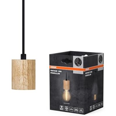 OSRAM Vintage 1906® pendant light CYLINDER E27, wood Vintage 1906 PenduLum Cylinder, Indoor Wall Lighting, Décor bois, 100 mm dia, Pack de 1 OSRAM Vintage 1906® pendant light CYLINDER E27, wood Vintage 1906 PenduLum Cylinder, Indoor Wall Lighting, Décor bois, 100 mm dia, Pack de 1