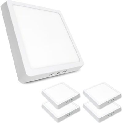 LED ATOMANT Lot de 5 plafonniers LED surface carrée, 210 x 210 mm, 20 W, couleur blanc froid (6 500 K), 1 800 lumens, driver inclus LED ATOMANT Lot de 5 plafonniers LED surface carrée, 210 x 210 mm, 20 W, couleur blanc froid (6 500 K), 1 800 lumens, driver inclus