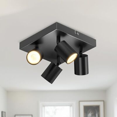 LVWIT Plafonnier Spot LED GU10, Luminaires Intérieur Noir Givré Rectangulaire, Spots de Plafond 4 flammes, Métal Rampe (Sans Ampoule) LVWIT Plafonnier Spot LED GU10, Luminaires Intérieur Noir Givré Rectangulaire, Spots de Plafond 4 flammes, Métal Rampe (Sans Ampoule)