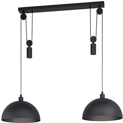 EGLO Suspension Winkworth 1, lampe suspendue 2 flammes vintage industrielle, rétro, suspension en acier noir, lampe de table à manger, lampe de salon suspendue avec douille E27 EGLO Suspension Winkworth 1, lampe suspendue 2 flammes vintage industrielle, rétro, suspension en acier noir, lampe de table à manger, lampe de salon suspendue avec douille E27