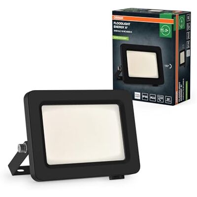 OSRAM Projecteur LED avec classe d'efficacité énergétique A, boîtier en aluminium noir, 15 W, 2600 lm, pour applications extérieures, design compact, léger, installation facile, LED non remplaçable OSRAM Projecteur LED avec classe d'efficacité énergétique A, boîtier en aluminium noir, 15 W, 2600 lm, pour applications extérieures, design compact, léger, installation facile, LED non remplaçable