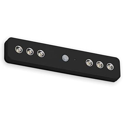 Briloner Lampe LED à encastrer avec détecteur de mouvement, lampe pour armoire, lampe sous armoire, veilleuse, noire Briloner Lampe LED à encastrer avec détecteur de mouvement, lampe pour armoire, lampe sous armoire, veilleuse, noire