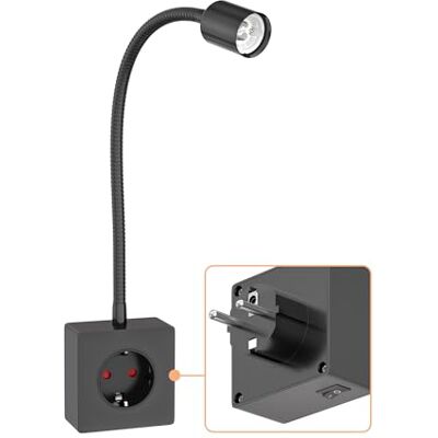 ledscom.de Lampe à prise/lampe de lecture LESCH, col de cygne, interrupteur, noir, 1x GU10 max. 10W ledscom.de Lampe à prise/lampe de lecture LESCH, col de cygne, interrupteur, noir, 1x GU10 max. 10W