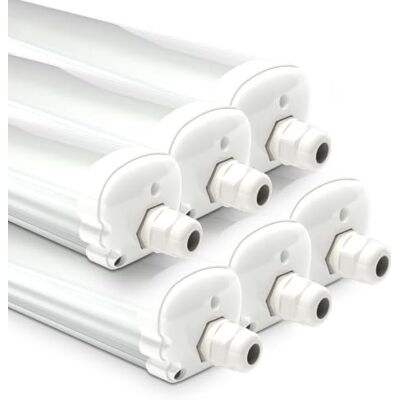 HOFTRONIC Lot de 6 Réglette LED étanche 150 cm IP65 Avec connecteur à vis 48W 5760 Lumen 6500K Blanc froid Connectable Lampe pour cave, Garage et Bureau HOFTRONIC Lot de 6 Réglette LED étanche 150 cm IP65 Avec connecteur à vis 48W 5760 Lumen 6500K Blanc froid Connectable Lampe pour cave, Garage et Bureau