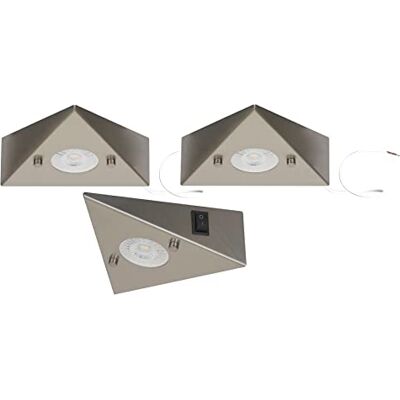 Trango 6739-32 Lot de 3 éclairage sous meuble de cuisine avec 3x module LED 4,8 watts 3000K lumière encastrée *COOK* blanc chaud spot encastré en acier inoxydable interrupteur lumière de meuble Trango 6739-32 Lot de 3 éclairage sous meuble de cuisine avec 3x module LED 4,8 watts 3000K lumière encastrée *COOK* blanc chaud spot encastré en acier inoxydable interrupteur lumière de meuble