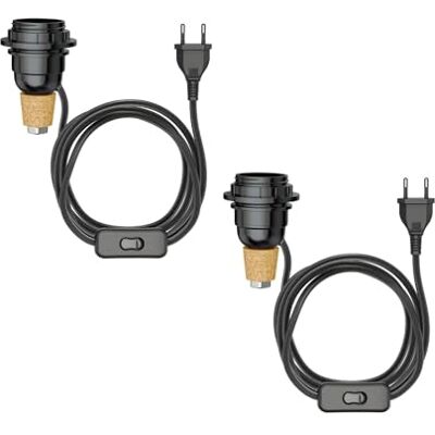 ledscom.de 2x lampe de table lampe en liège FLAKO avec interrupteur et câble textile, noir, 1x E27 max. 60W, sans bouteille, sans ampoule ledscom.de 2x lampe de table lampe en liège FLAKO avec interrupteur et câble textile, noir, 1x E27 max. 60W, sans bouteille, sans ampoule