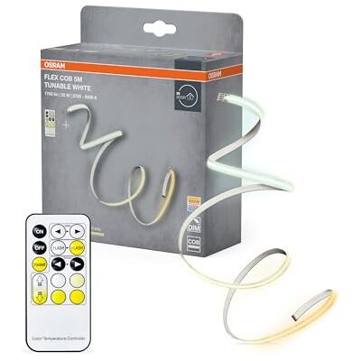OSRAM Bande LED FLEX COB 5M TW RC, jaune, 30 W, 1700 lm Flex Strip COB, Ambient Mood Light, Jaune, 30000 h, Pack de 1 OSRAM Bande LED FLEX COB 5M TW RC, jaune, 30 W, 1700 lm Flex Strip COB, Ambient Mood Light, Jaune, 30000 h, Pack de 1