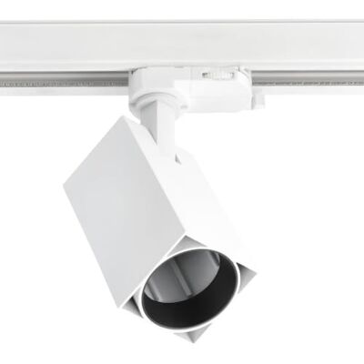 GTV Spot sur Rail LIMA, Tête Orientable pour Système Triphasé, Douille GU10, 20W Max, IP20, Corps en Aluminium, Design Carré, Luminaire d'Intérieur Blanc GTV Spot sur Rail LIMA, Tête Orientable pour Système Triphasé, Douille GU10, 20W Max, IP20, Corps en Aluminium, Design Carré, Luminaire d'Intérieur Blanc