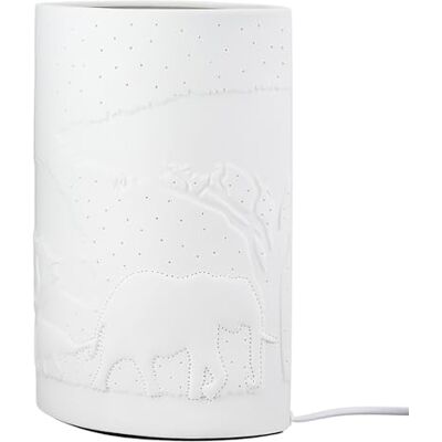 GILDE Lampe de table Savane en porcelaine blanche ovale Hauteur 28 cm Motif arbre éléphant Lampe de table Éclairage Décoration Accessoire d'intérieur GILDE Lampe de table Savane en porcelaine blanche ovale Hauteur 28 cm Motif arbre éléphant Lampe de table Éclairage Décoration Accessoire d'intérieur
