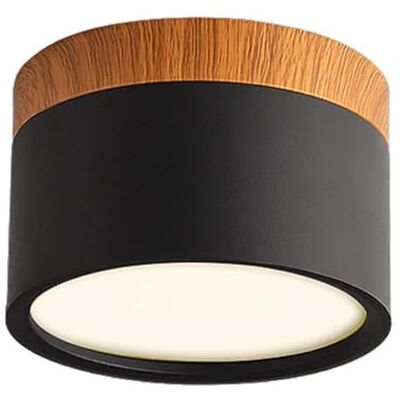 Schindora Plafonnier LED , Spot décoratif en bois monté en surface, Mini plafonnier rond noir, Blanc chaud 3000K, 12W. Schindora Plafonnier LED , Spot décoratif en bois monté en surface, Mini plafonnier rond noir, Blanc chaud 3000K, 12W.