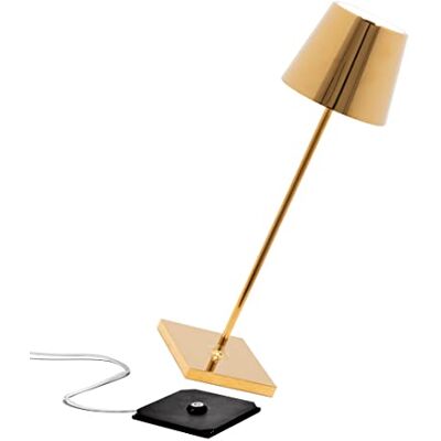 Zafferano Poldina Pro Lampe de Table LED Sans Fil Rechargeable, Touch-Dimmer, avec Chargeur Multiple USB (EU/UK/US) H38cm Corps en Aluminium avec Finition Galvanique brillante Or Zafferano Poldina Pro Lampe de Table LED Sans Fil Rechargeable, Touch-Dimmer, avec Chargeur Multiple USB (EU/UK/US) H38cm Corps en Aluminium avec Finition Galvanique brillante Or