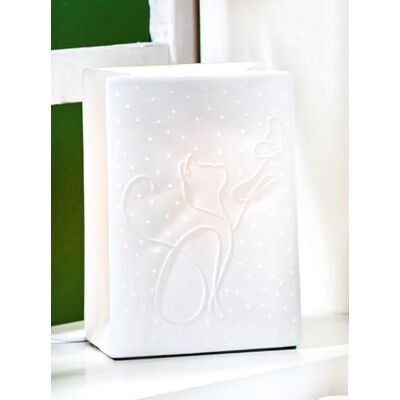 GILDE Lampe de table Love Cat en porcelaine blanche Motif chats Rectangulaire Hauteur : 18 cm Lampe de table décorative Éclairage d'intérieur GILDE Lampe de table Love Cat en porcelaine blanche Motif chats Rectangulaire Hauteur : 18 cm Lampe de table décorative Éclairage d'intérieur