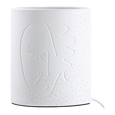 GILDE Visione Lampe de table en porcelaine blanche Motif visage Hauteur 20,5 cm Design Éclairage Décoration Accessoire d'intérieur GILDE Visione Lampe de table en porcelaine blanche Motif visage Hauteur 20,5 cm Design Éclairage Décoration Accessoire d'intérieur