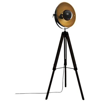 ATMOSPHERA CREATEUR D'INTERIEUR Atmosphera Lampadaire Trépied Lahti Noir et Doré, H 160 cm, Bois et Métal, Style Rétro Pour Salon, Bureau, Chambre ATMOSPHERA CREATEUR D'INTERIEUR Atmosphera Lampadaire Trépied Lahti Noir et Doré, H 160 cm, Bois et Métal, Style Rétro Pour Salon, Bureau, Chambre