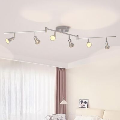LVWIT Plafonnier LED 6 Spots, Luminaires d'Intérieur Rotatif Argent Galvanisé, GU10 Spot Plafond Lustre Salon, Métal Rampe (Sans Ampoule) LVWIT Plafonnier LED 6 Spots, Luminaires d'Intérieur Rotatif Argent Galvanisé, GU10 Spot Plafond Lustre Salon, Métal Rampe (Sans Ampoule)