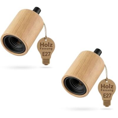ledscom.de 2 douilles E27 KIVO en bois véritable, dispositif anti-traction, douilles pour suspensions à monter soi-même, 230 V CA, 60 W max. ledscom.de 2 douilles E27 KIVO en bois véritable, dispositif anti-traction, douilles pour suspensions à monter soi-même, 230 V CA, 60 W max.