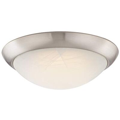 Westinghouse 63088 Luminaire de plafond de 28 cm à montage à ras d'intérieur à LED à intensité variable, finition nickel brossé avec verre en albâtre blanc Westinghouse 63088 Luminaire de plafond de 28 cm à montage à ras d'intérieur à LED à intensité variable, finition nickel brossé avec verre en albâtre blanc