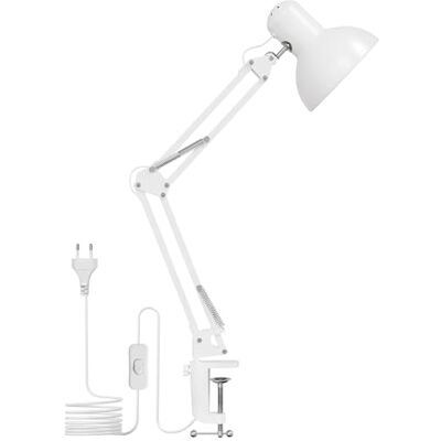 Lepro Lampe de bureau blanche, lampe de table avec clip, flexible et réglable sur plusieurs angles lampe de bureau LED, lumière de bureau mécanique rétro, moderne base E27 (E27 ampoule non incluse) Lepro Lampe de bureau blanche, lampe de table avec clip, flexible et réglable sur plusieurs angles lampe de bureau LED, lumière de bureau mécanique rétro, moderne base E27 (E27 ampoule non incluse)