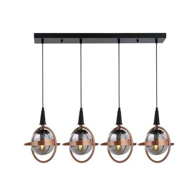 Opviq Chandelier industriel noir et cuivre, 100 cm de hauteur x 80 cm de largeur x 25 cm de profondeur Corps en métal, capuchon en verre, 4 x E14 max. 40 W Design moderne et innovant Opviq Chandelier industriel noir et cuivre, 100 cm de hauteur x 80 cm de largeur x 25 cm de profondeur Corps en métal, capuchon en verre, 4 x E14 max. 40 W Design moderne et innovant
