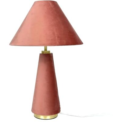 Relaxdays Lampe de table, abat-jour en velours et pied en métal, E14, H x P : 47 x 30 cm, lampe de chevet avec câble, chambre à coucher, rose/doré Relaxdays Lampe de table, abat-jour en velours et pied en métal, E14, H x P : 47 x 30 cm, lampe de chevet avec câble, chambre à coucher, rose/doré