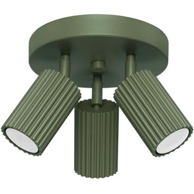 SOLLUX lighting Plafonnier LED Spot de Plafond en Aluminium 3 Abat-jours 19,5 x 19,5 x 18 cm Karbon Vert Olive SOLLUX lighting Plafonnier LED Spot de Plafond en Aluminium 3 Abat-jours 19,5 x 19,5 x 18 cm Karbon Vert Olive