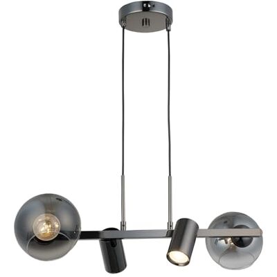 Opviq Chandelier antique, corps en métal, hauteur réglable 30-110 cm, capuchon en verre Ø 14, 2 douilles E27 et 2 douilles GU10, éclairage élégant pour la décoration de la maison Opviq Chandelier antique, corps en métal, hauteur réglable 30-110 cm, capuchon en verre Ø 14, 2 douilles E27 et 2 douilles GU10, éclairage élégant pour la décoration de la maison