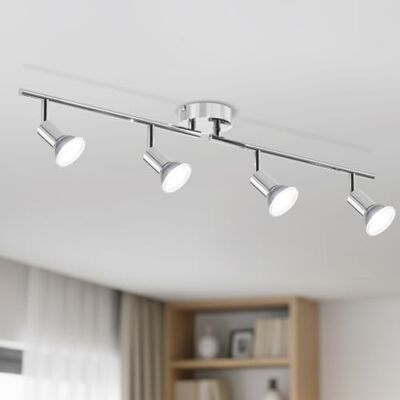 LVWIT Spot Plafond GU10, Plafonnier 4 Spot LED Argent Galvanisé, Luminaires Intérieur Lustre Cuisine, Métal Rampe (Sans Ampoule) LVWIT Spot Plafond GU10, Plafonnier 4 Spot LED Argent Galvanisé, Luminaires Intérieur Lustre Cuisine, Métal Rampe (Sans Ampoule)