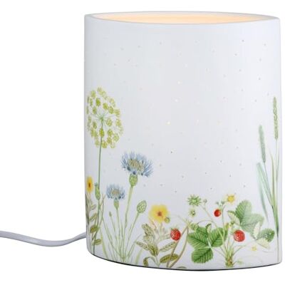 GILDE Lampe de table Wild Flowers en porcelaine Blanc Avec motif floral Ovale Hauteur 20 cm x largeur 17 cm Sans ampoule GILDE Lampe de table Wild Flowers en porcelaine Blanc Avec motif floral Ovale Hauteur 20 cm x largeur 17 cm Sans ampoule