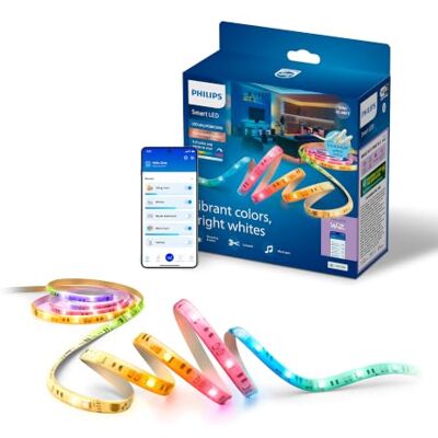 Philips Smart Lighting Bande Lumineuse LED RGBICWW, 10 m, Type C, Dégradés Multicolores, Lumière Blanche Réglable, Éclairage d'Ambiance, Connected by WiZ, Alexa, Google Home, Apple Home, Pack de 1 Philips Smart Lighting Bande Lumineuse LED RGBICWW, 10 m, Type C, Dégradés Multicolores, Lumière Blanche Réglable, Éclairage d'Ambiance, Connected by WiZ, Alexa, Google Home, Apple Home, Pack de 1