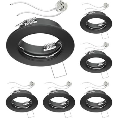 ledscom.de 6x cadre d'encastrement pour plafond FERE cadre d'encastrement noir mat (LED/halogène/MR16/50mm) incl. douille GU5.3 ledscom.de 6x cadre d'encastrement pour plafond FERE cadre d'encastrement noir mat (LED/halogène/MR16/50mm) incl. douille GU5.3