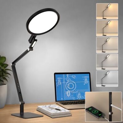 Comely LED lampe de table noir Touch Dimmbar 15W LED lampe de nuit avec USB C charge 2700K–6000K Ra97 lampe de bureau Lumière nocturne pour chambre Bureau Salon Comely LED lampe de table noir Touch Dimmbar 15W LED lampe de nuit avec USB C charge 2700K–6000K Ra97 lampe de bureau Lumière nocturne pour chambre Bureau Salon