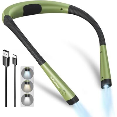 Glocusent Lampe de lecture LED flexible, rechargeable, 3 couleurs, 6 niveaux de luminosité, idéale pour la lecture, le tricot, le camping, la réparation Glocusent Lampe de lecture LED flexible, rechargeable, 3 couleurs, 6 niveaux de luminosité, idéale pour la lecture, le tricot, le camping, la réparation