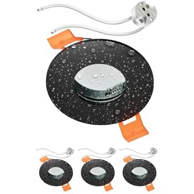 ledscom.de 4x cadre d'encastrement pour plafond de salle de bain ERID, pièce humide, salle de bain, IP44, rond, noir mat, douille GU5.3 incluse ledscom.de 4x cadre d'encastrement pour plafond de salle de bain ERID, pièce humide, salle de bain, IP44, rond, noir mat, douille GU5.3 incluse