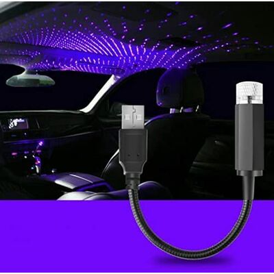 LEEMASING Lampe LED pour toit de voiture USB Atmosphère ciel étoilé Projecteur de nuit pour voiture, plafond, chambre à coucher Bleu violet LEEMASING Lampe LED pour toit de voiture USB Atmosphère ciel étoilé Projecteur de nuit pour voiture, plafond, chambre à coucher Bleu violet