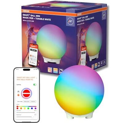 OSRAM Lampe de table SMART+ WIFI BALL LIGHT, 4 W, 130 lm Smart+ Wifi Ball Magic, Party Lighting Special and Mood Light, Blanc, 130 mm dia, 30000 h, Pack de 1 OSRAM Lampe de table SMART+ WIFI BALL LIGHT, 4 W, 130 lm Smart+ Wifi Ball Magic, Party Lighting Special and Mood Light, Blanc, 130 mm dia, 30000 h, Pack de 1