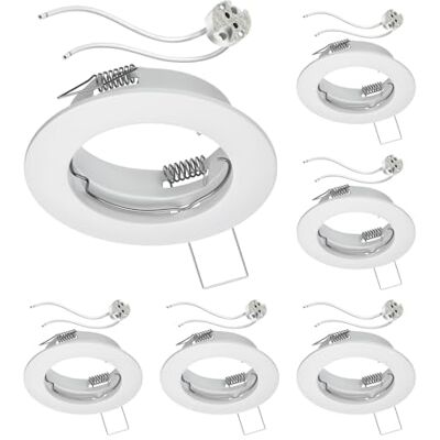 ledscom.de 6x cadre d'encastrement pour plafond FERE cadre d'encastrement blanc mat (LED/halogène/MR16/50mm) incl. douille GU5.3 ledscom.de 6x cadre d'encastrement pour plafond FERE cadre d'encastrement blanc mat (LED/halogène/MR16/50mm) incl. douille GU5.3